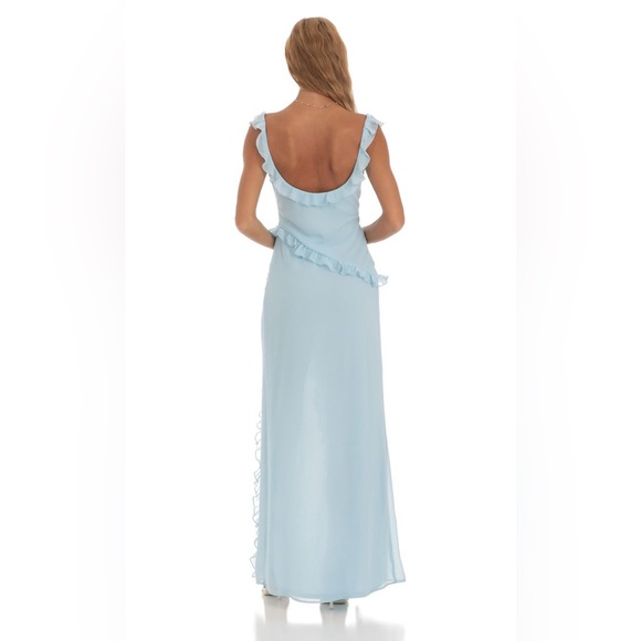 ☁️ LUCY IN THE SKY Chiffon Ruffle Dress in Blue. XL. Good condition! - Picture 2 of 4